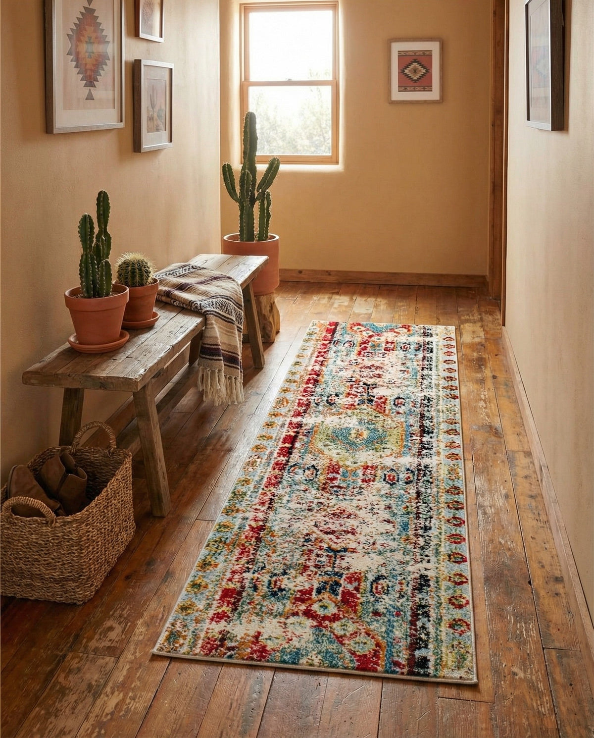 Sedona Vista Collection Area Rug -  Navajo Runner Blue  lifestyle 97