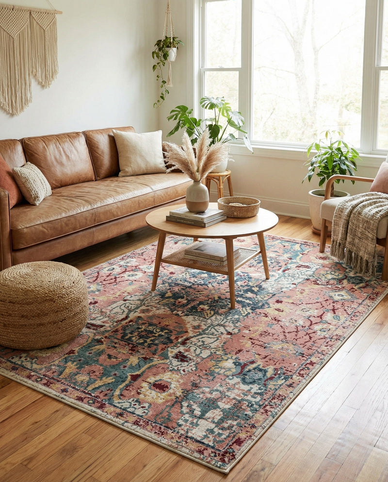 Savannah Elegance Collection Area Rug -  Azalea Rectangle Pink  lifestyle 43