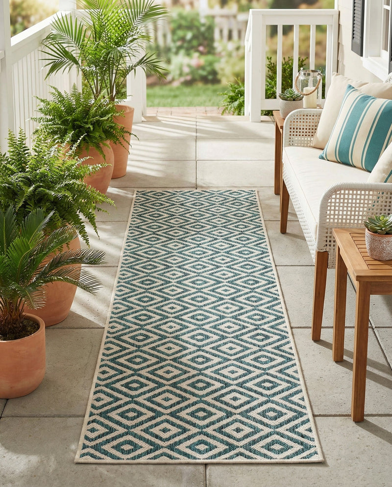 Urban Oasis Rugs Collection Area Rug -  Rooftop (Teal) Runner Teal  lifestyle 36