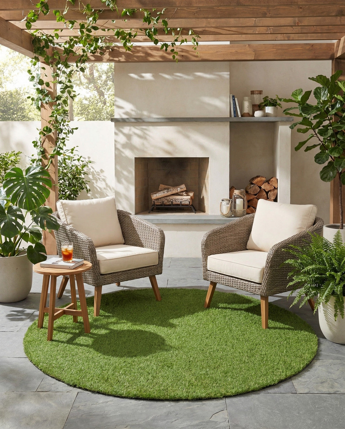 Meadow Retreat Collection Area Rug - Glen Round Green  lifestyle 141