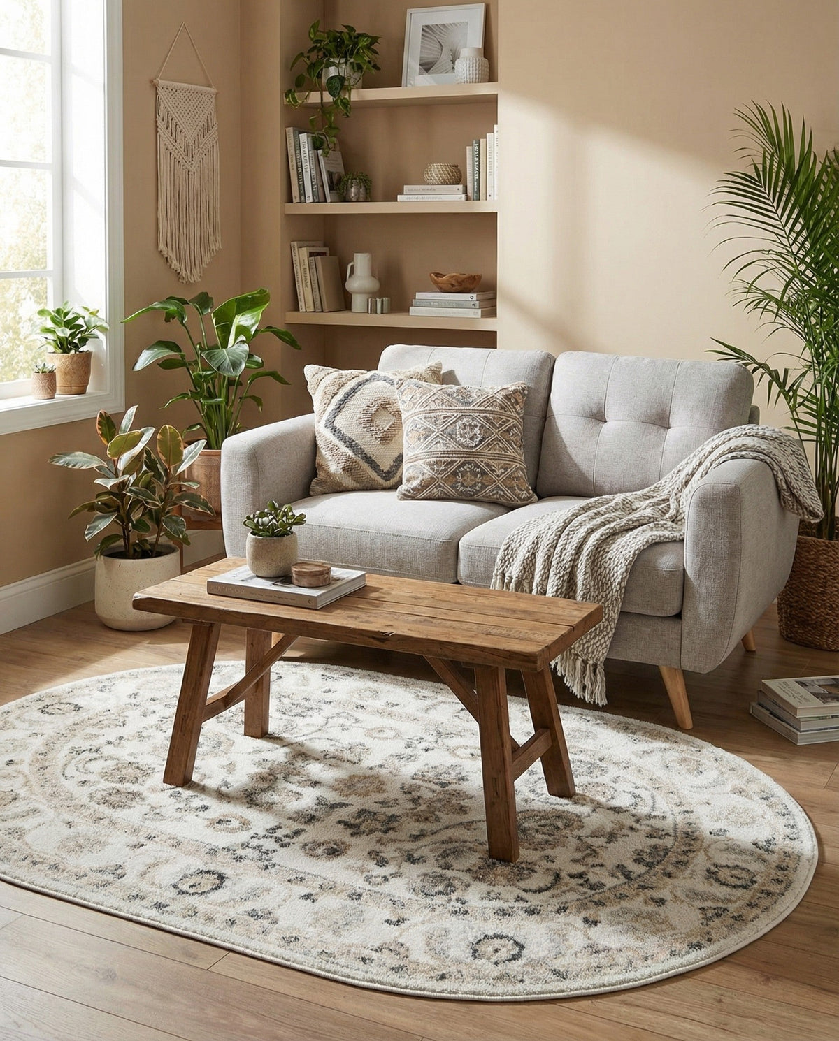Adriana Terrace Collection Area Rug -  Positano (Ivory) Oval Ivory  lifestyle 59