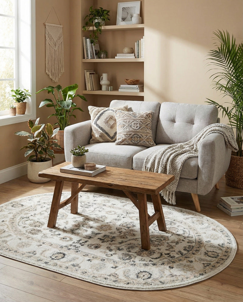 Adriana Terrace Collection Area Rug -  Positano (Ivory) Oval Ivory  lifestyle 59