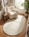 Solid Shag Seaside Collection Area Rug - Azure Cove (Ivory) Oval Ivory  lifestyle 79