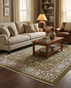 Persian Elegance Collection Area Rug -  Kerman (Green) Rectangle Green  lifestyle 16