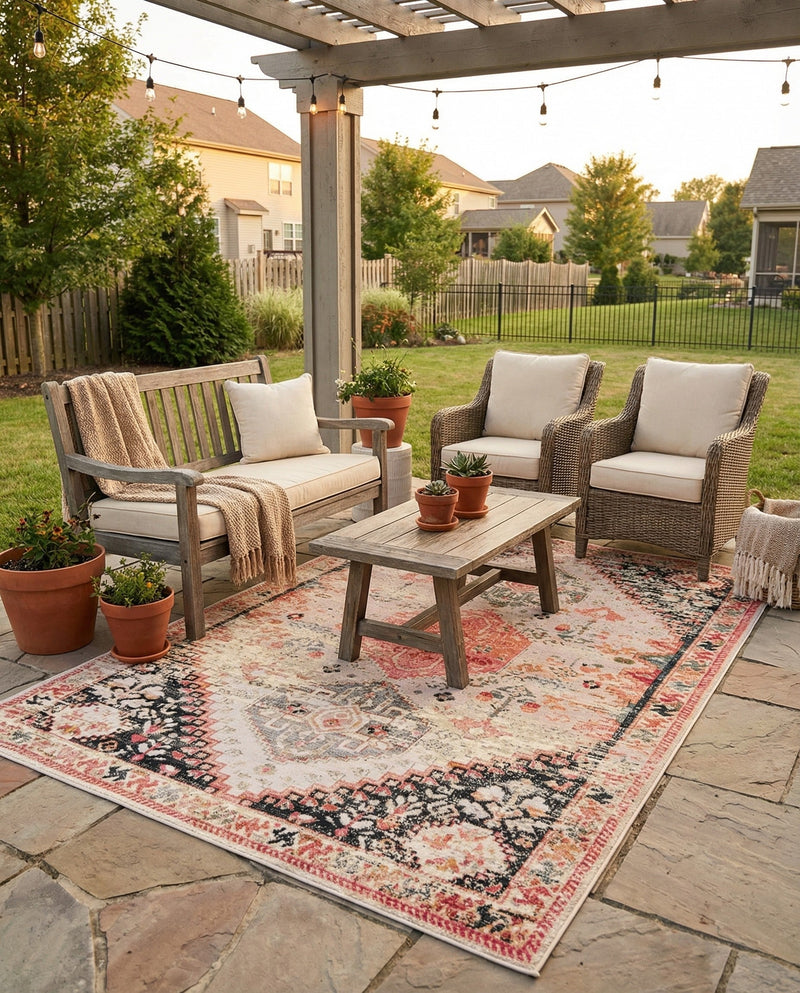 Patio Heritage Collection Area Rug -  Meadow Rectangle Multi  lifestyle 3