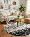 Mediterranean Lattice Collection Area Rug -  Casablanca (Black and White) Round Black and White  lifestyle 51