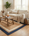Woven Seaside Jute Collection Area Rug - Nantucket Rectangle Navy Blue White Natural  lifestyle 9