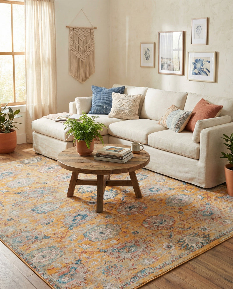 Seville Stripes Collection Area Rug -  Cordoba (Yellow) Rectangle Yellow  lifestyle 7