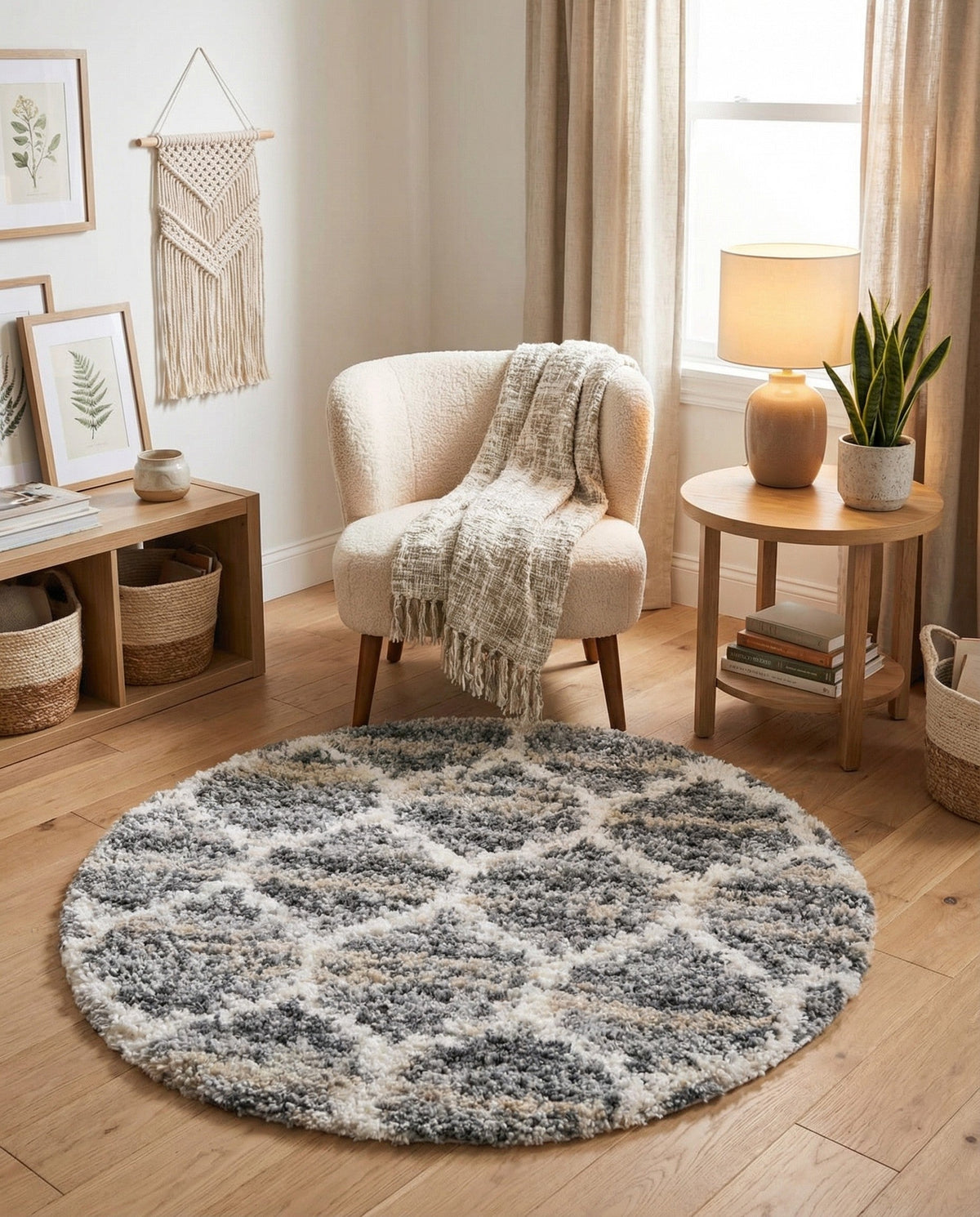 Cozy Cove Shag Collection Area Rug - Marina Round Gray  lifestyle 136