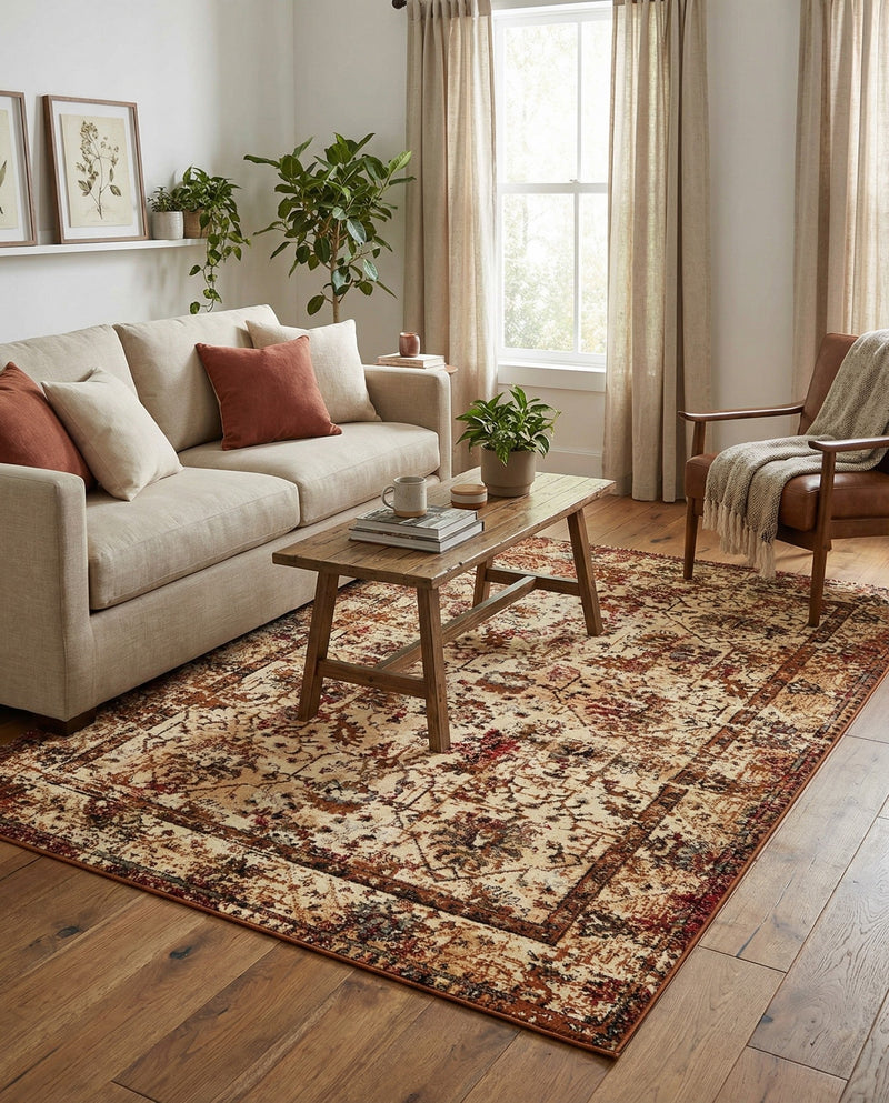 Neptune Elegance Collection Area Rug -  Galatea (Beige Cream) Rectangle Beige Cream  lifestyle 12