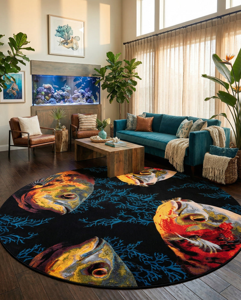 Seaside Haven Rugs Collection Area Rug -  Harbor Round Multi  lifestyle 58