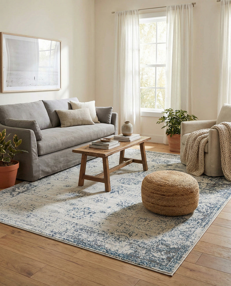 Riviera Elegance Collection Area Rug - Antibes (Light Blue) Rectangle Light Blue  lifestyle 3