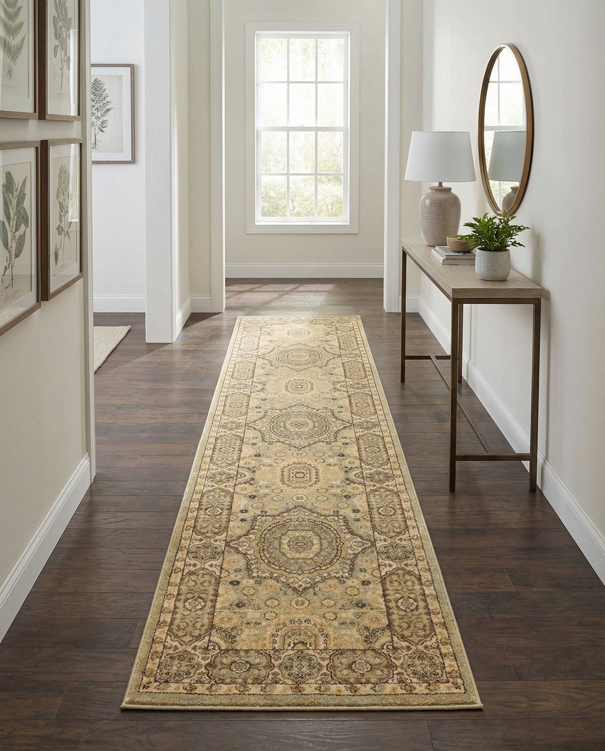 Ottoman Elegance Collection Area Rug -  Ephesus Runner Light Green  lifestyle 155