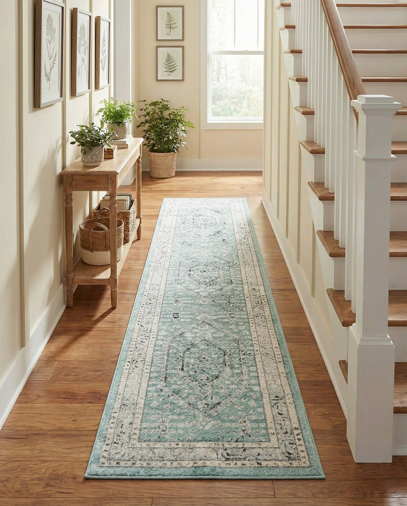Adriana Terrace Collection Area Rug - Capri (Aqua) Runner Aqua  lifestyle 61