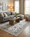 Charleston Elegance Collection Area Rug -  Seaport (white Gray) Rectangle white Gray  lifestyle 10