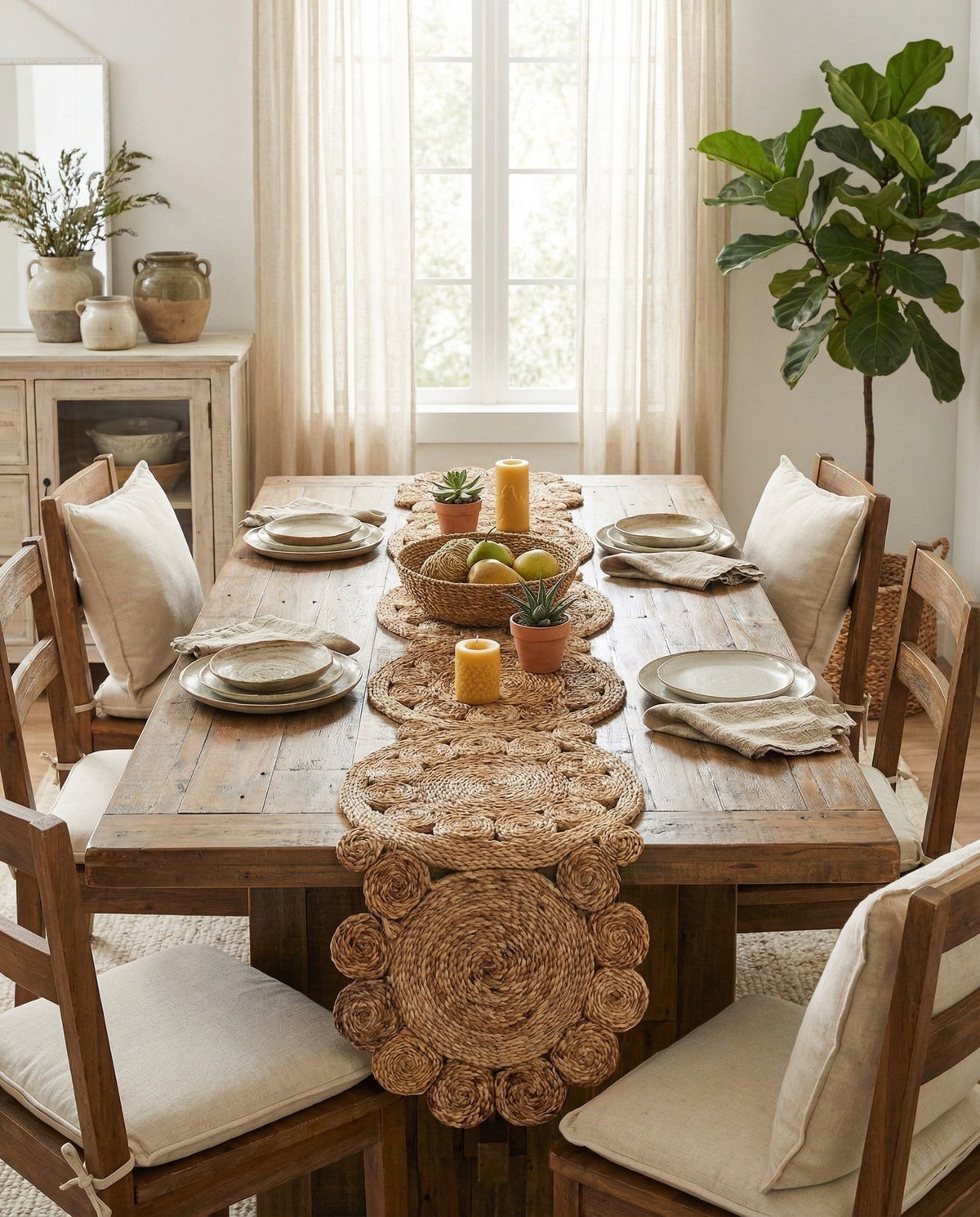 Woven Seaside Jute Collection Area Rug - Whittaker Table Runner Natural  lifestyle 30