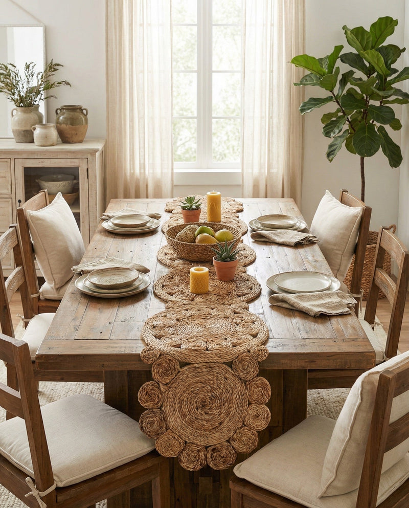 Woven Seaside Jute Collection Area Rug - Whittaker Table Runner Natural  lifestyle 30