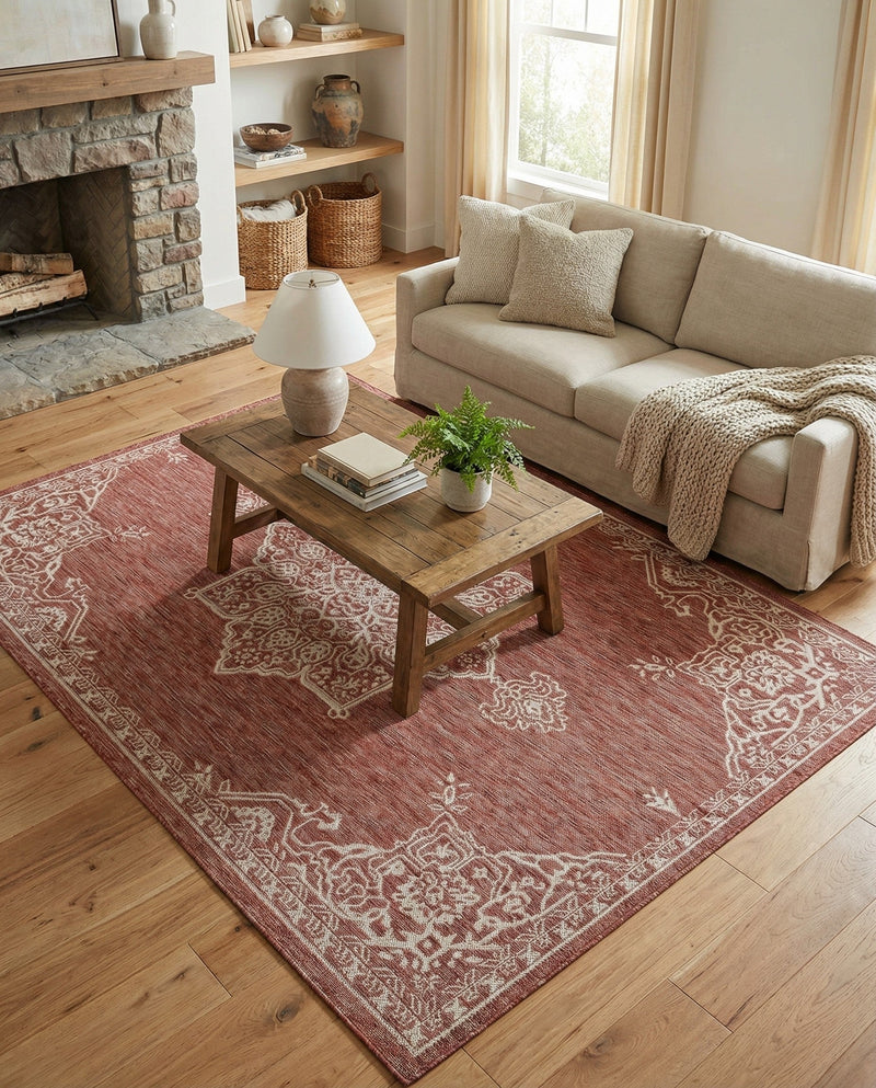 Patio Heritage Collection Area Rug -  Charleston (Rust Red) Rectangle Rust Red  lifestyle 10