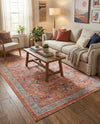 Seville Stripes Collection Area Rug -  Malaga (Brick Red) Rectangle Brick Red  lifestyle 11