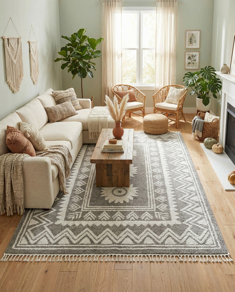 Sahara Chic Collection Area Rug -  Tangier Rectangle Gray  lifestyle 42