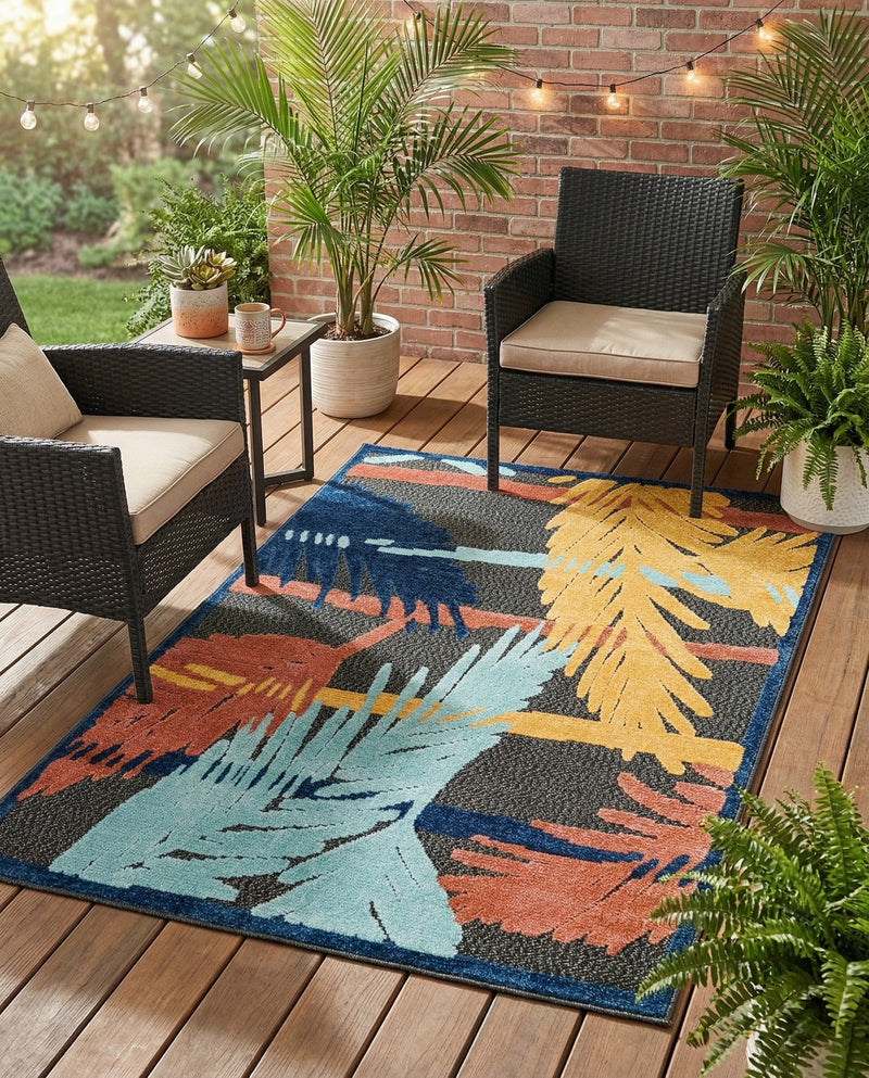 Caribbean Terrace Collection Area Rug - Antigua Rectangle Charcoal  lifestyle 30