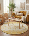 Mediterranean Lattice Collection Area Rug -  Casablanca (Ivory and Yellow) Round Ivory and Yellow  lifestyle 30