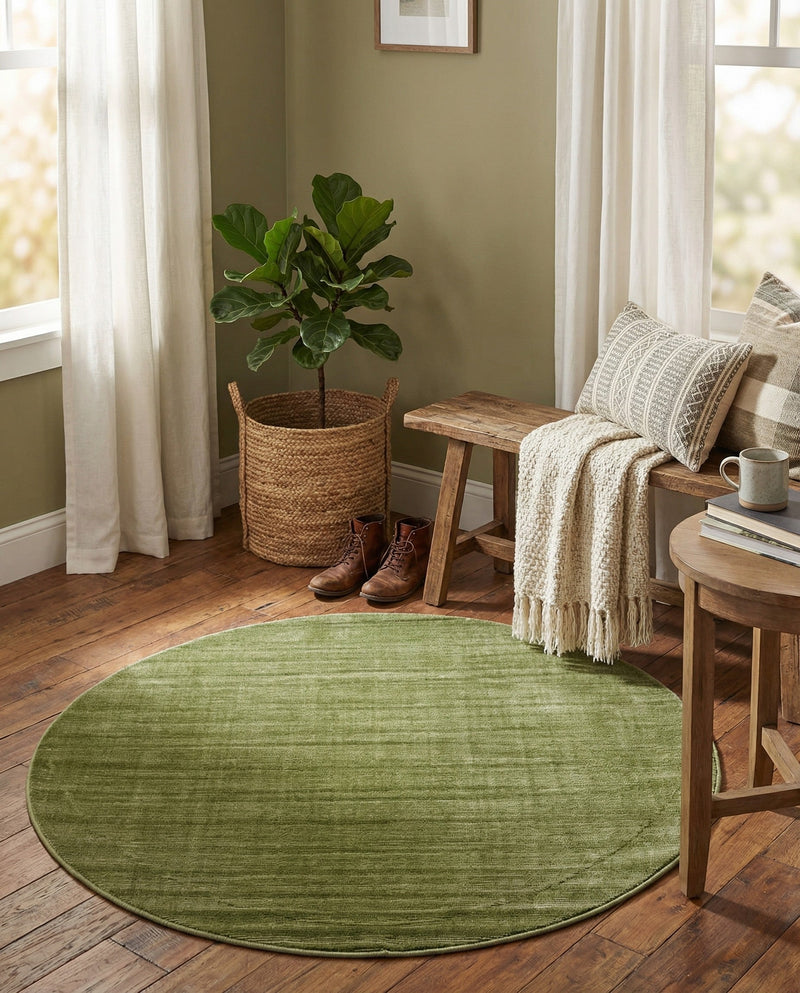 Soho Elegance Collection Area Rug - Chelsea (Green) Round Green  lifestyle 59
