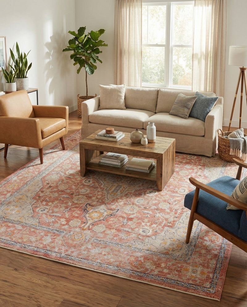 Seville Stripes Collection Area Rug - Cadiz (Brick Red) Rectangle Brick Red  lifestyle 12