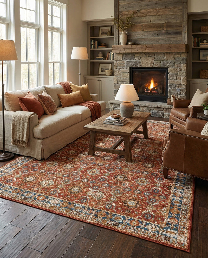 Patio Heritage Collection Area Rug -  Eden Rectangle Antique Red  lifestyle 8