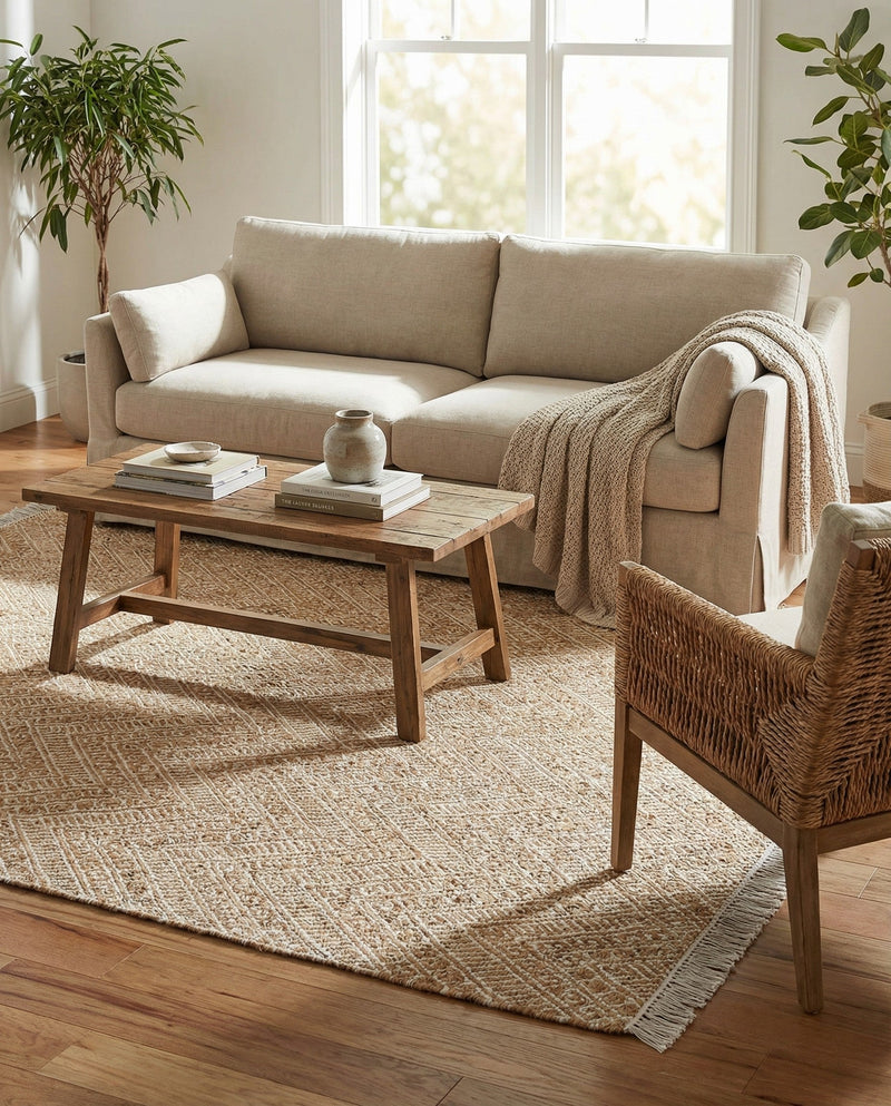 Woven Seaside Jute Collection Area Rug - Oia Rectangle White and Natural  lifestyle 37