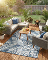Seaside Blooms Collection Area Rug - Verdure (Blue) Rectangle Blue  lifestyle 3