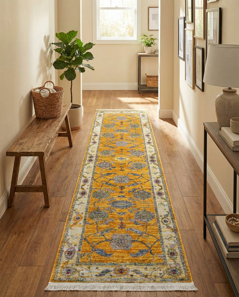 Arcadia Rugs Collection Area Rug - Eden (Yellow) Runner Yellow  lifestyle 72