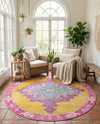 Heritage Elegance Collection Area Rug -  Winterthur (Yellow) Round Yellow  lifestyle 55