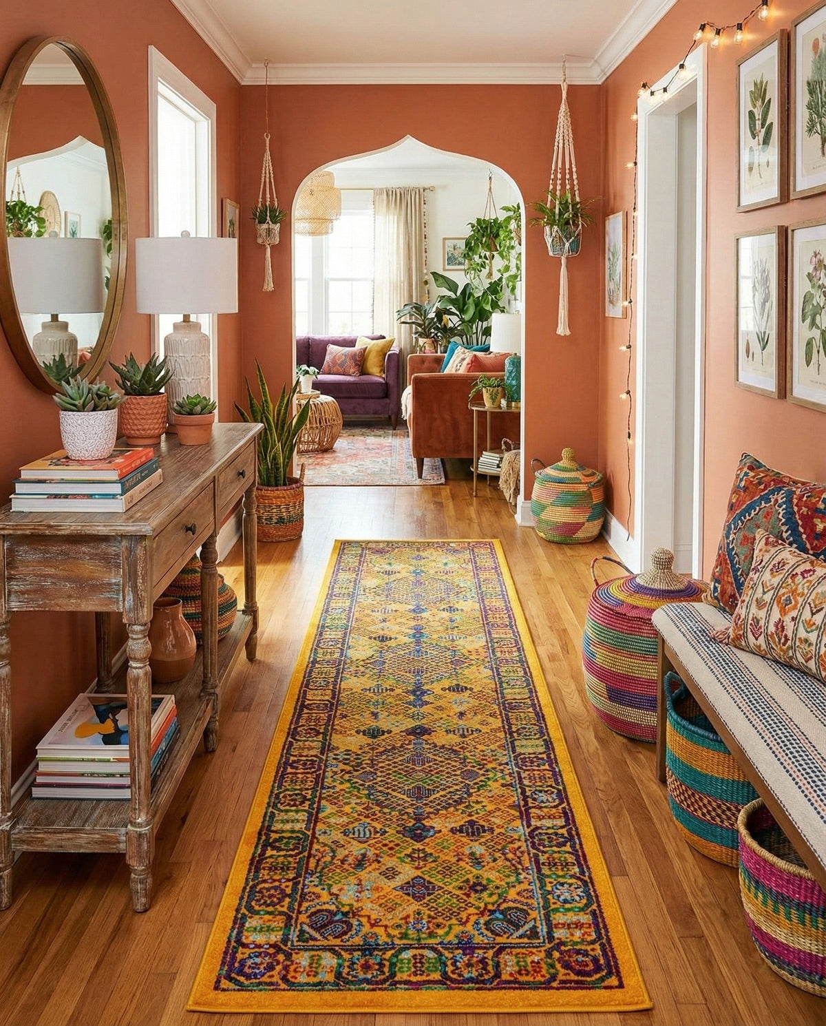Caribbean Cove Collection Area Rug -  Mustique Runner Multi  lifestyle 123