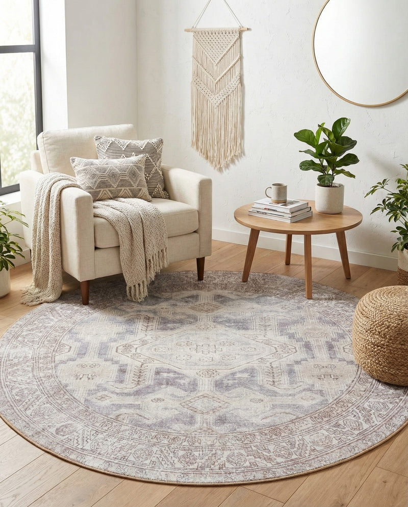 Heritage Elegance Collection Area Rug -  Charlottenburg Round Gray  lifestyle 70
