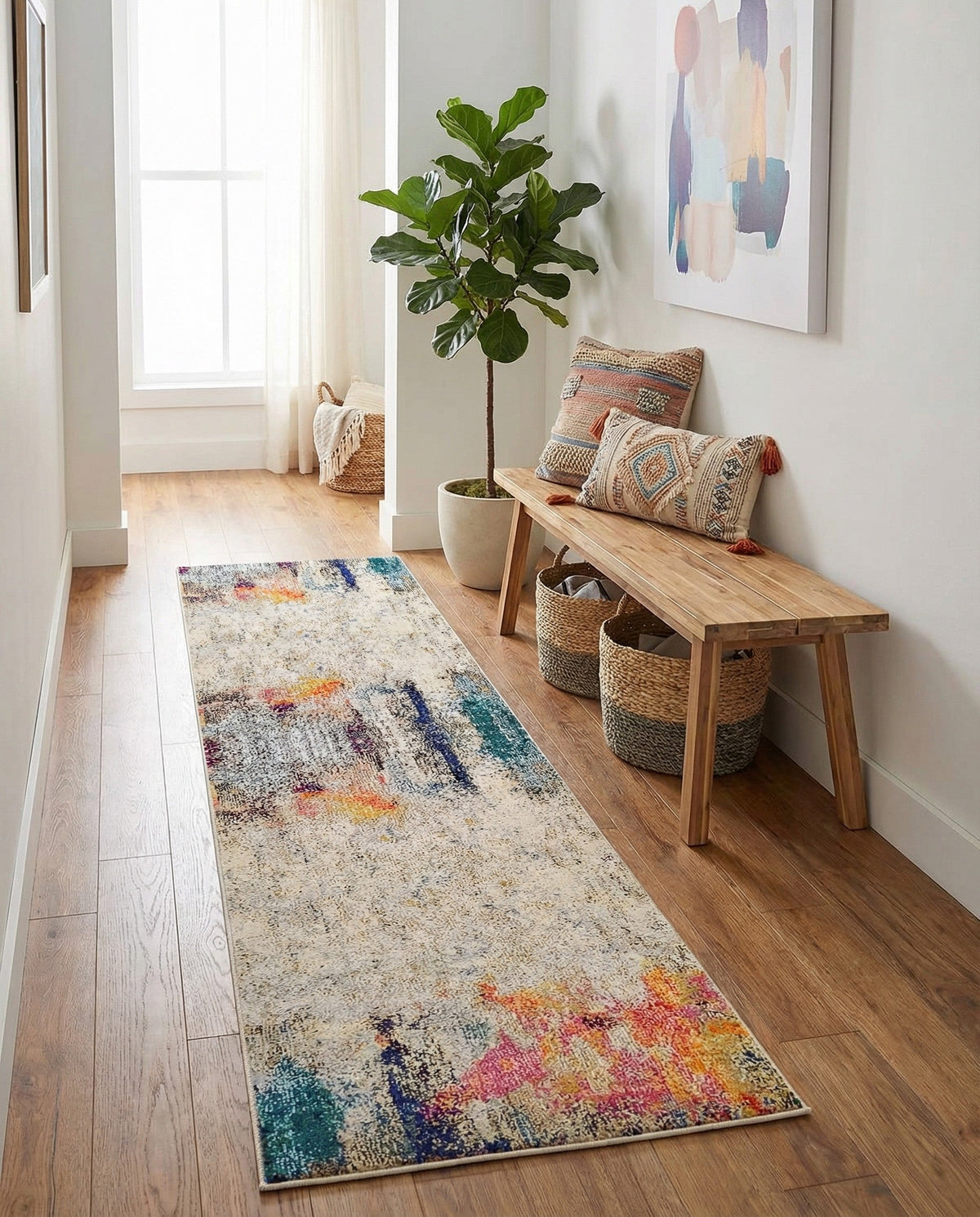 Chromatic Oasis Collection Area Rug -  Azure Runner Beige  lifestyle 94