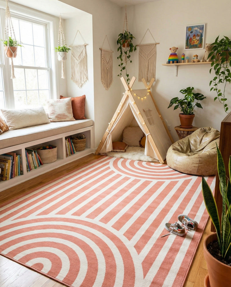 Wonder Tykes Collection Area Rug -  Joydale Rectangle Soft Coral Pink  lifestyle 17