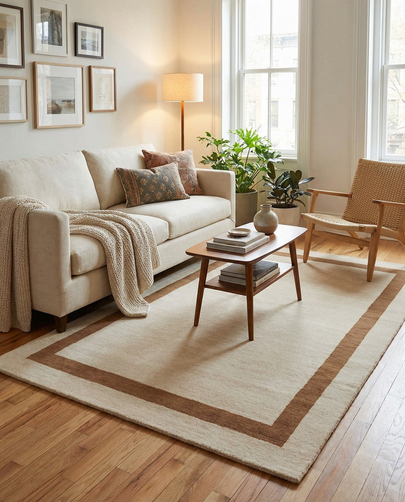 Savannah Borders Wool Collection Area Rug - Chatham Rectangle Ivory  lifestyle 11