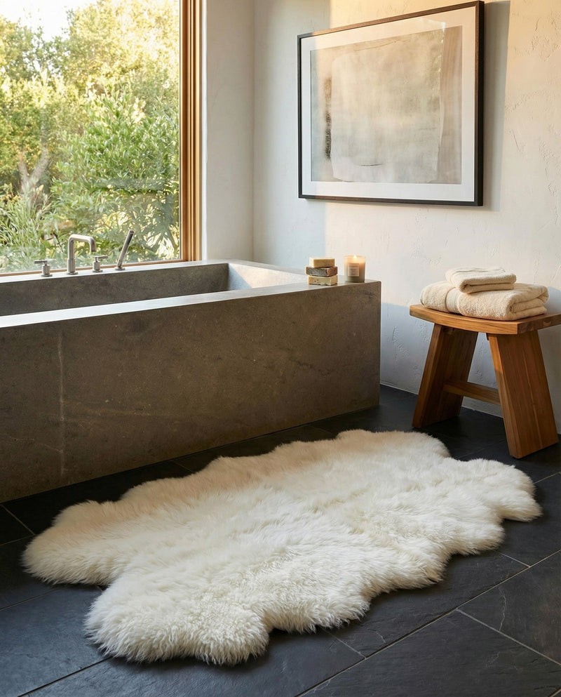 Arctic Lambskin Luxe Collection Area Rug - Tundra Rectangle White  lifestyle 29