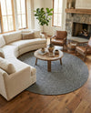 Highland Woven Jute Collection Area Rug - Glenmore (Navy Blue) Round Navy Blue  lifestyle 63