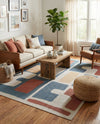 Coastal Terrace Collection Area Rug -  Sail Rectangle Ivory and Blue  lifestyle 9