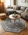Riviera Elegance Collection Area Rug - Antibes (Dark Gray) Octagon Dark Gray  lifestyle 91