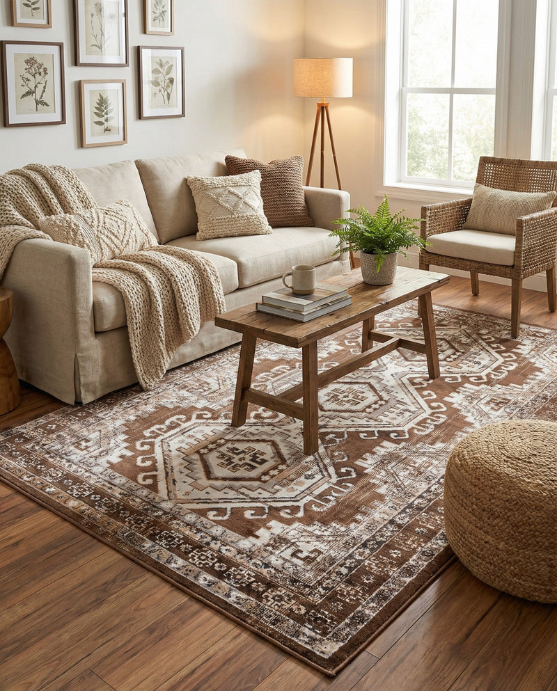 Savannah Elegance Collection Area Rug -  Tybee (Brown) Rectangle Brown  lifestyle 13