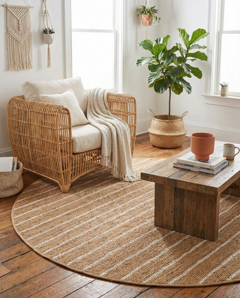 Sequoia Handwoven Jute Collection Area Rug - Briarwood Round Natural  lifestyle 37