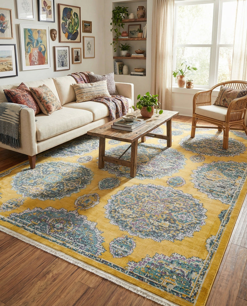 Arcadia Rugs Collection Area Rug -  Atlantis (Yellow) Rectangle Yellow  lifestyle 3