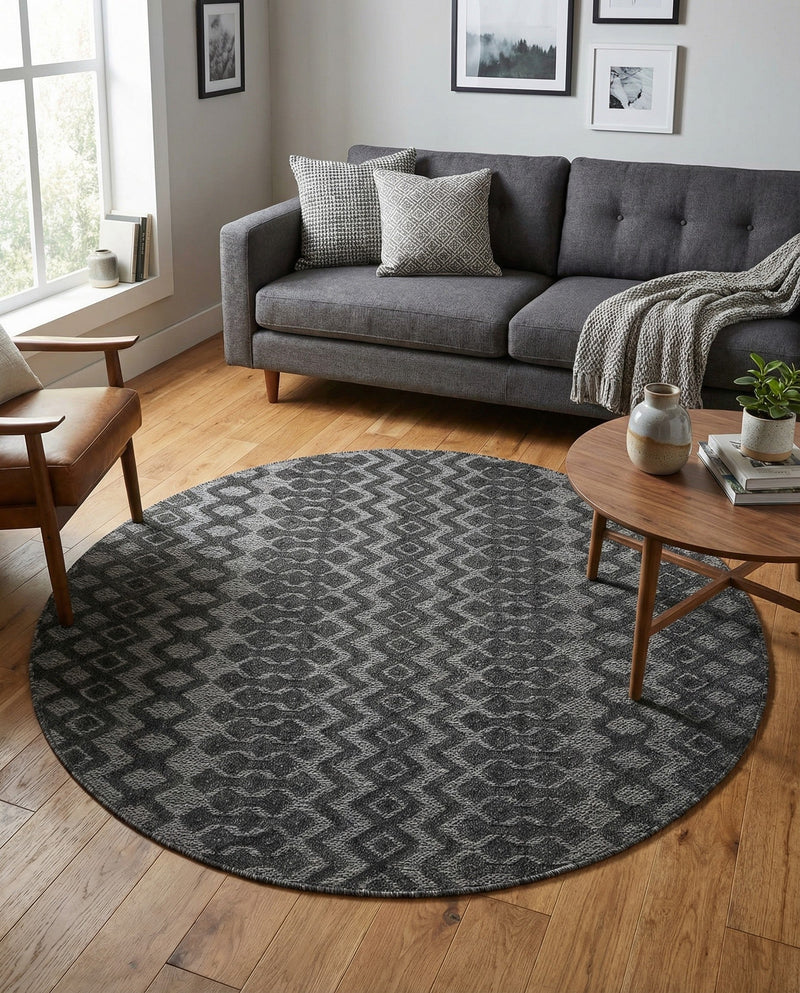 Garden Lattice Charm Collection Area Rug -  Pergola (Charcoal) Round Charcoal  lifestyle 44