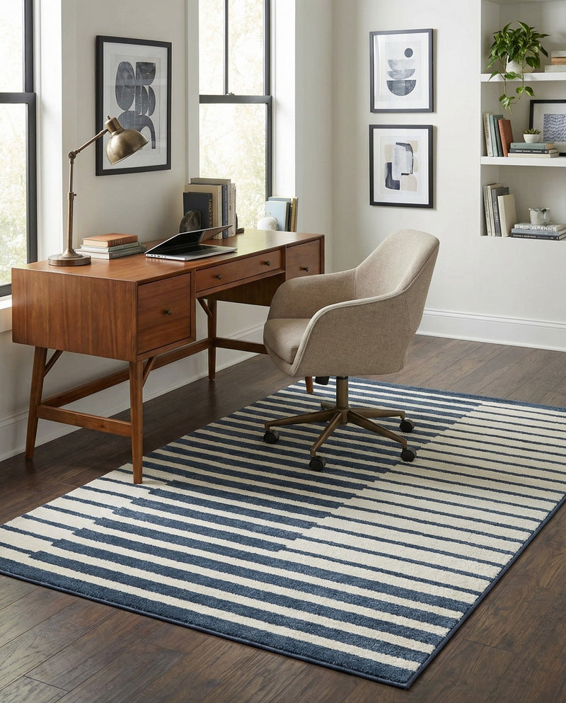 Copenhagen Edge Collection Area Rug -  Vesterbro Rectangle Blue  lifestyle 17