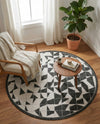 Urban Terrace Collection Area Rug -  Mercer Round Black and White  lifestyle 60