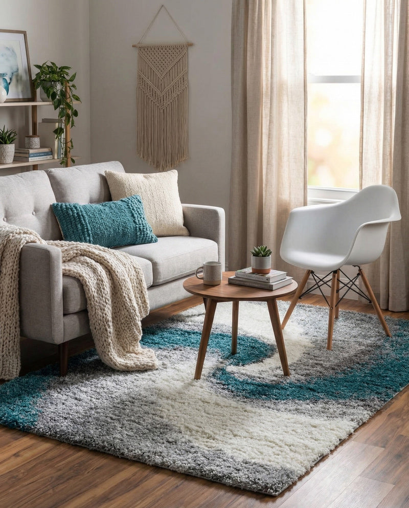 Cozy Haven Shag Collection Area Rug -  Oasis Rectangle Turquoise  lifestyle 12