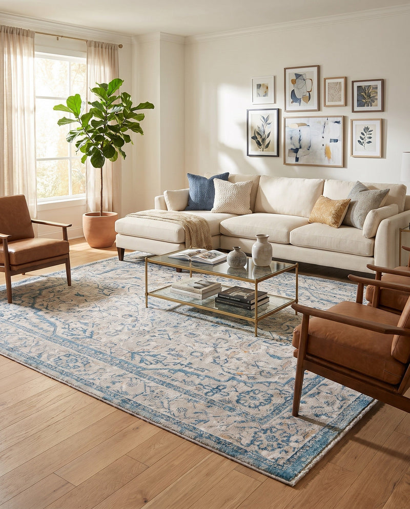 Seville Stripes Collection Area Rug - Cadiz (Light Gray) Rectangle Light Gray  lifestyle 30